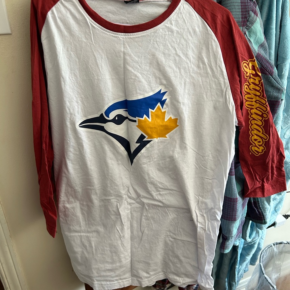 Red and White Blue Jays Gryffindor Raglan Shirt